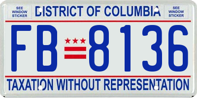 DC license plate FB8136