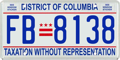 DC license plate FB8138