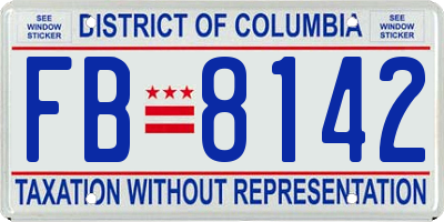 DC license plate FB8142