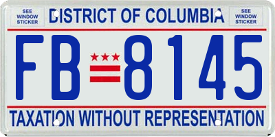 DC license plate FB8145