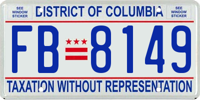 DC license plate FB8149