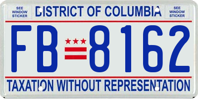 DC license plate FB8162