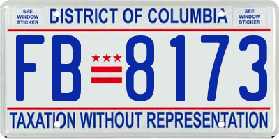 DC license plate FB8173