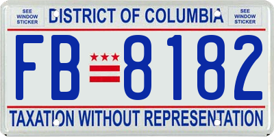 DC license plate FB8182