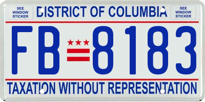 DC license plate FB8183