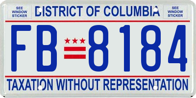 DC license plate FB8184