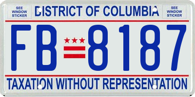 DC license plate FB8187