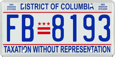 DC license plate FB8193