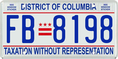 DC license plate FB8198