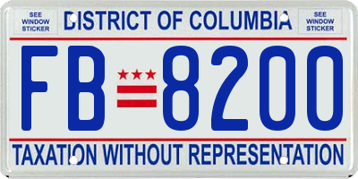 DC license plate FB8200