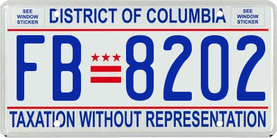 DC license plate FB8202