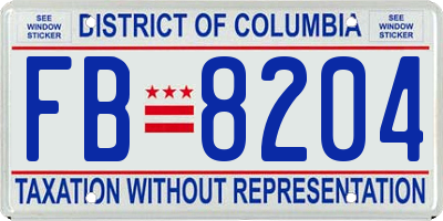 DC license plate FB8204