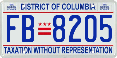 DC license plate FB8205