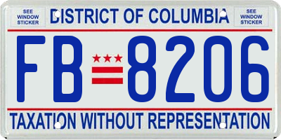 DC license plate FB8206