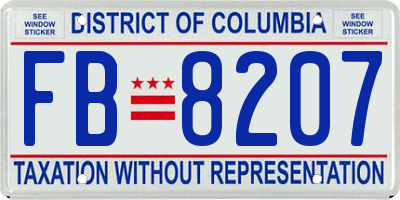 DC license plate FB8207