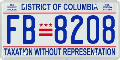 DC license plate FB8208