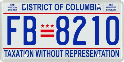 DC license plate FB8210