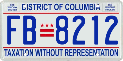 DC license plate FB8212