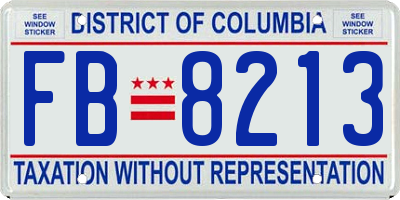 DC license plate FB8213