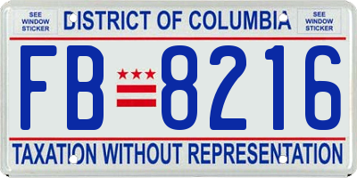 DC license plate FB8216