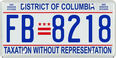 DC license plate FB8218