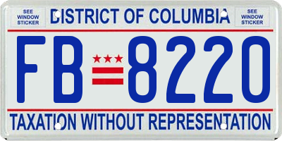 DC license plate FB8220