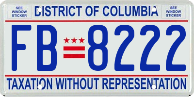 DC license plate FB8222