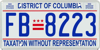 DC license plate FB8223