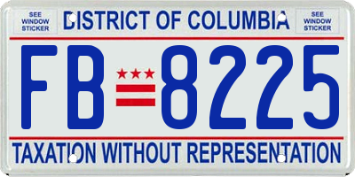 DC license plate FB8225