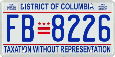 DC license plate FB8226