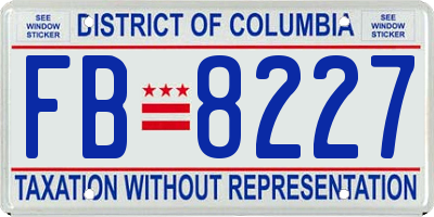 DC license plate FB8227