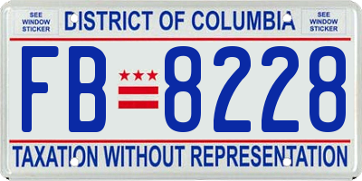 DC license plate FB8228