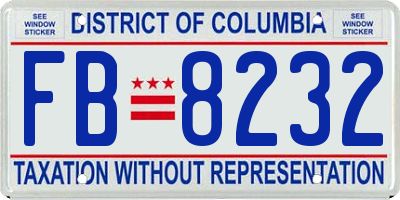 DC license plate FB8232