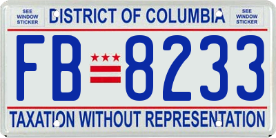 DC license plate FB8233