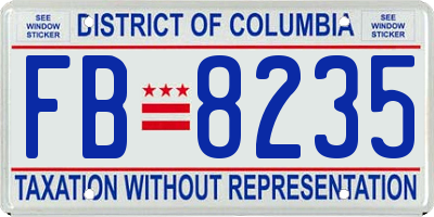 DC license plate FB8235