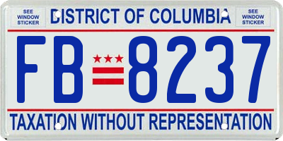 DC license plate FB8237