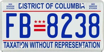 DC license plate FB8238