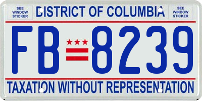 DC license plate FB8239