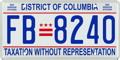 DC license plate FB8240