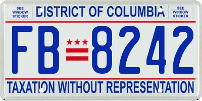 DC license plate FB8242