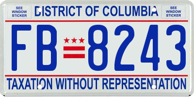 DC license plate FB8243