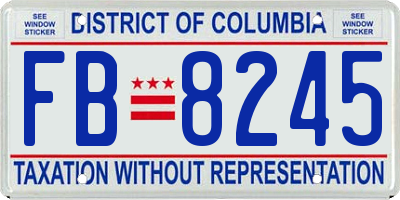 DC license plate FB8245