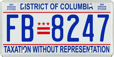 DC license plate FB8247