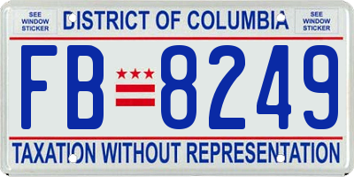 DC license plate FB8249