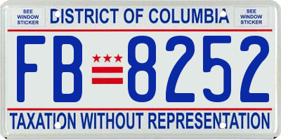 DC license plate FB8252