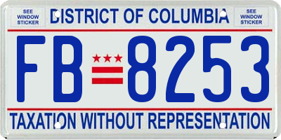 DC license plate FB8253