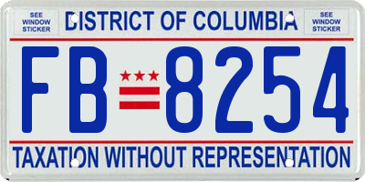 DC license plate FB8254