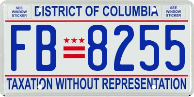 DC license plate FB8255