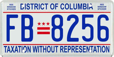 DC license plate FB8256