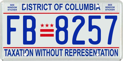 DC license plate FB8257